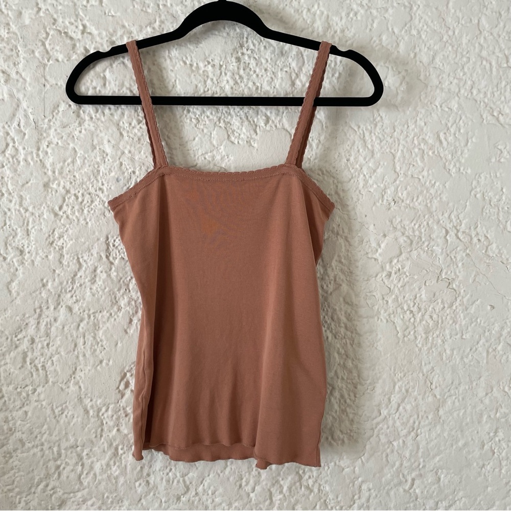 Doen Kami Tank Top Women's Medium 100% Cotton Mauve Pink Scalloped Hem Boho - Picture 4 of 8